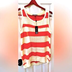 Cable & Gauge Knit Sweater Striped Tank, Medium